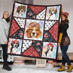 Flowers Beagle Quilt Blanket Dhc09121549Dd and Home Decor