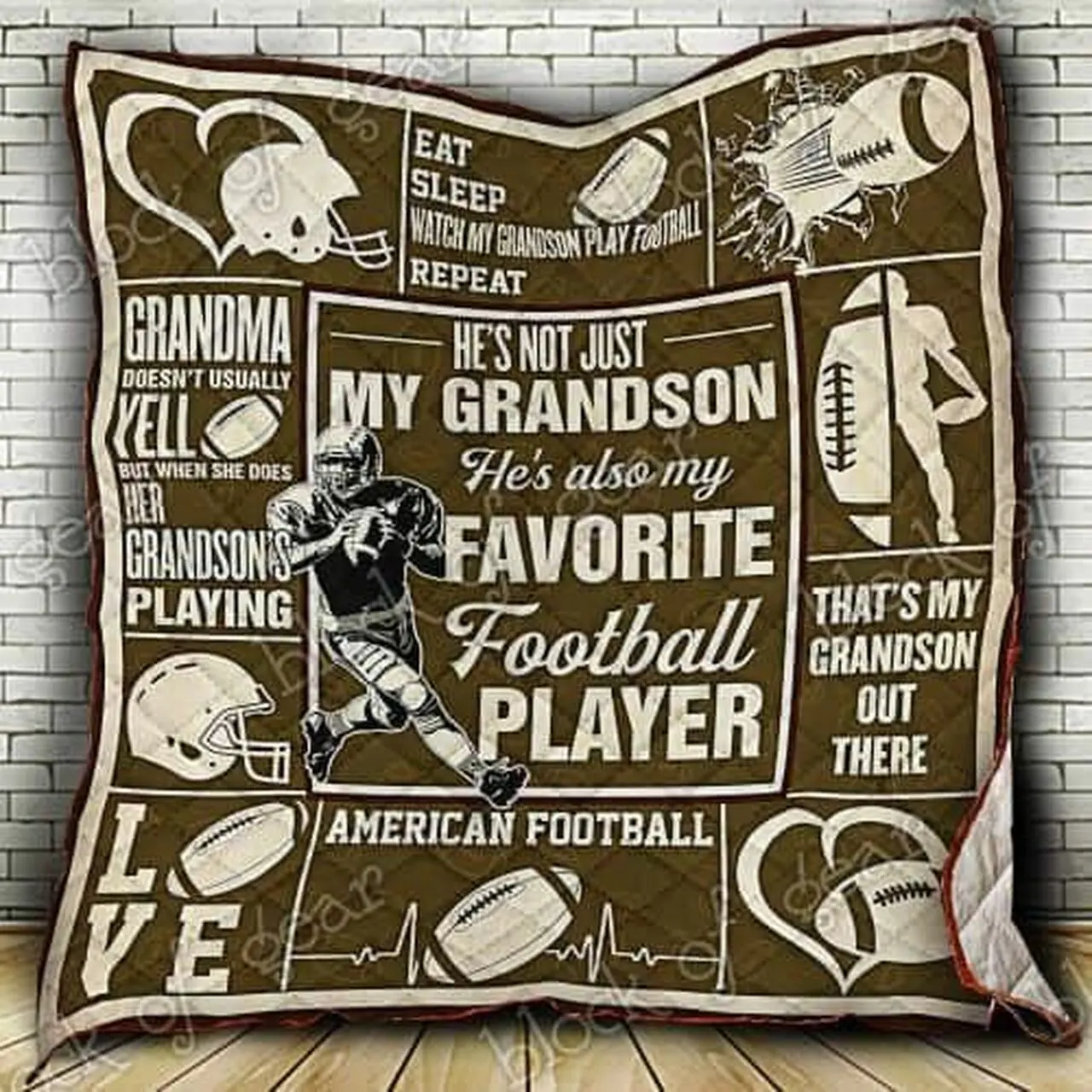 Football Grandson Cl18100286Mdq Quilt Blanket and Home Decor