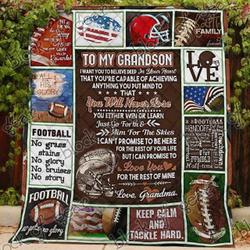 Football Grandson Love Grandma Blanket Kc1307 Quilt and Home Decor