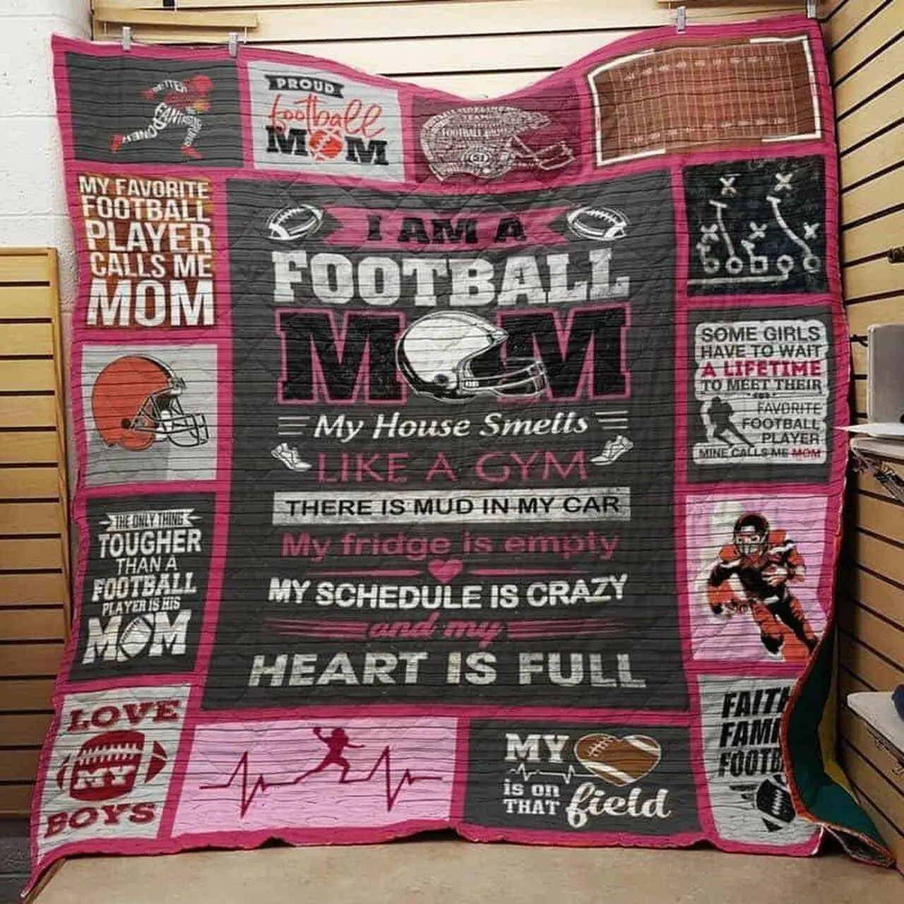 Football Mom Cla1610460Q Quilt Blanket and Home Decor