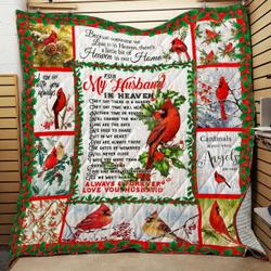 For My Husband In Heaven Cardinal Quilt Blanket ABC07113749 and Home Decor