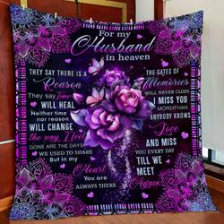 For My Husband In Heaven Quilt Blanket and Home Decor