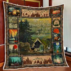 Forest Camping Quilt Blanket and Home Decor