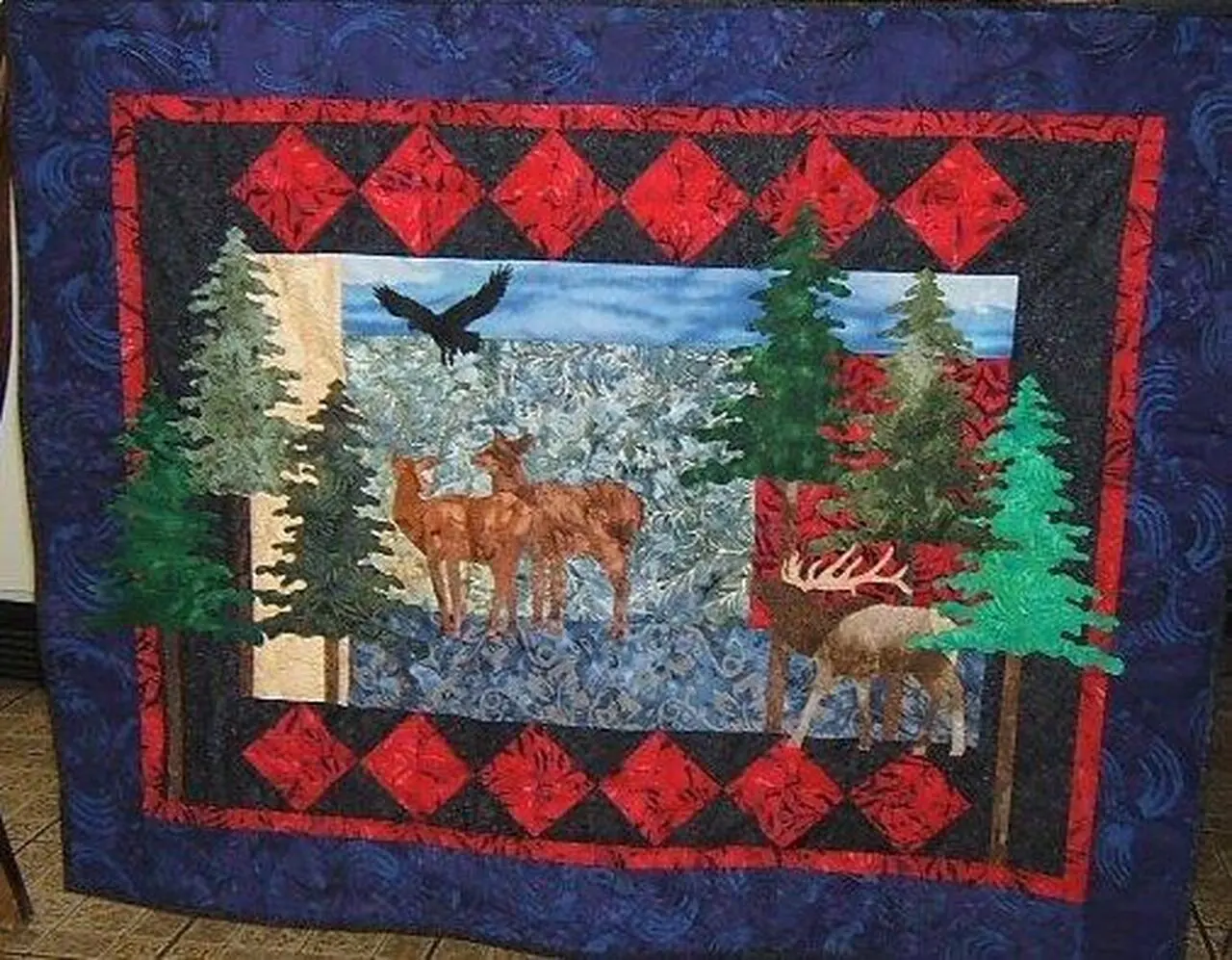 Forest Shadows With Deer Moose And Eagle Cla2210246Q Quilt Blanket and Home Decor