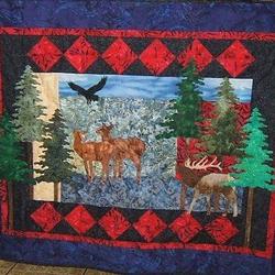 Forest Shadows With Deer Moose And Eagle Cla2210246Q Quilt Blanket and Home Decor