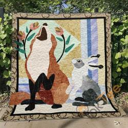 Fox And Bunny Blanket TH1607 Quilt and Home Decor