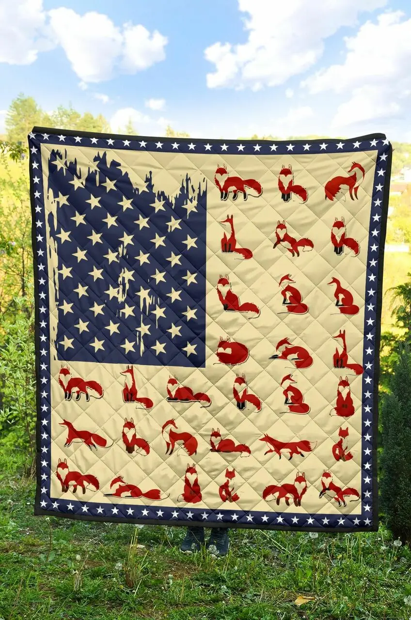 Fox Flag Quilt Blanket Dhc02012072Td and Home Decor
