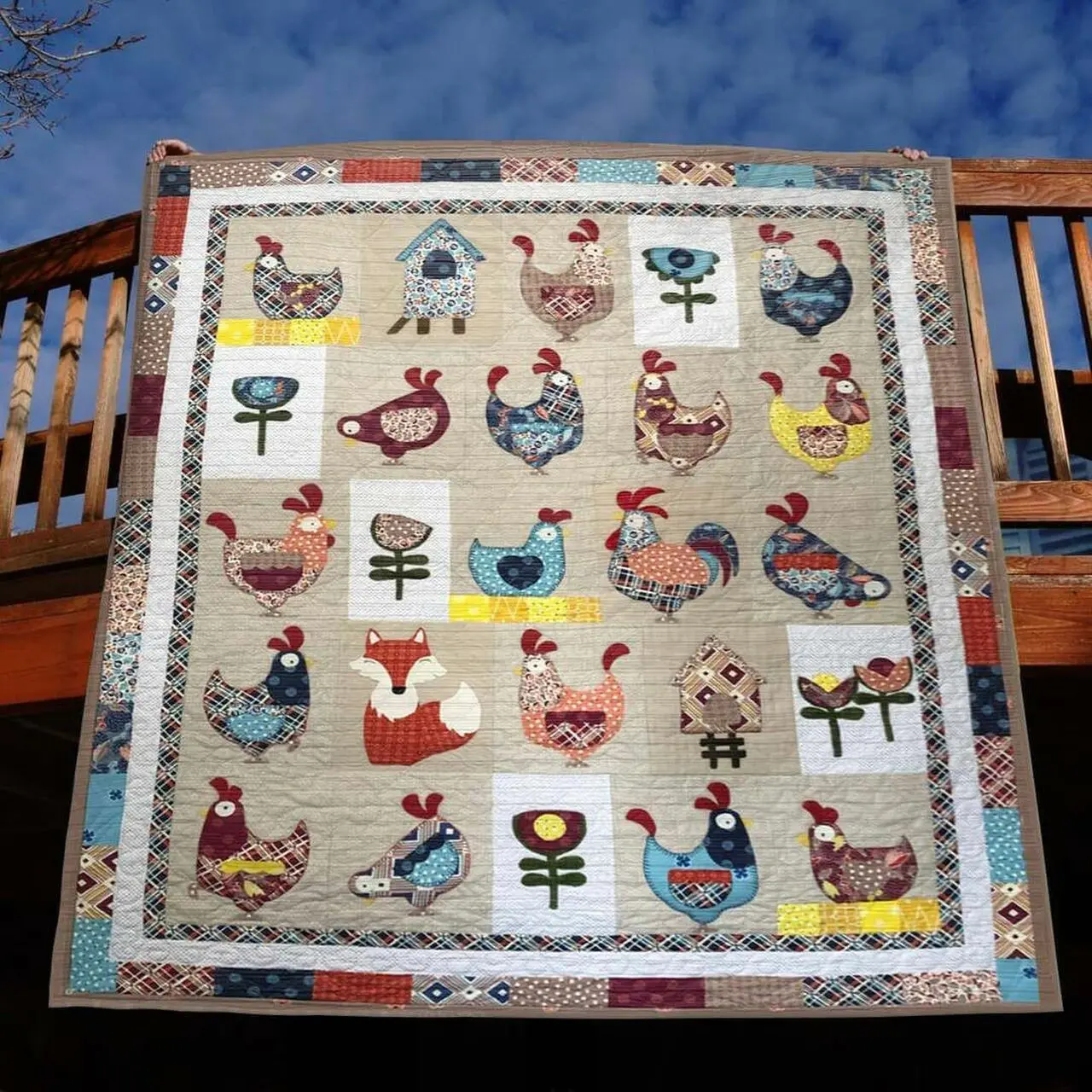 Fox In The Chicken House Pkd240680 Quilt Blanket and Home Decor