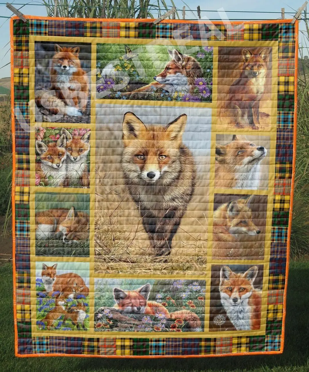 Fox Walking In Jungle Sc Quilt Derqka and Home Decor