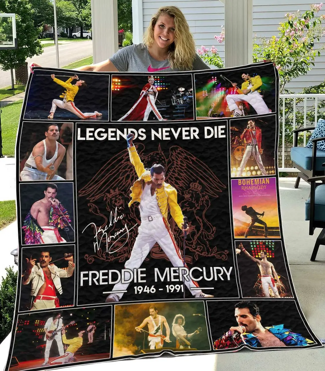 Freddie Mercury Vr1 Quilt Blanket and Home Decor