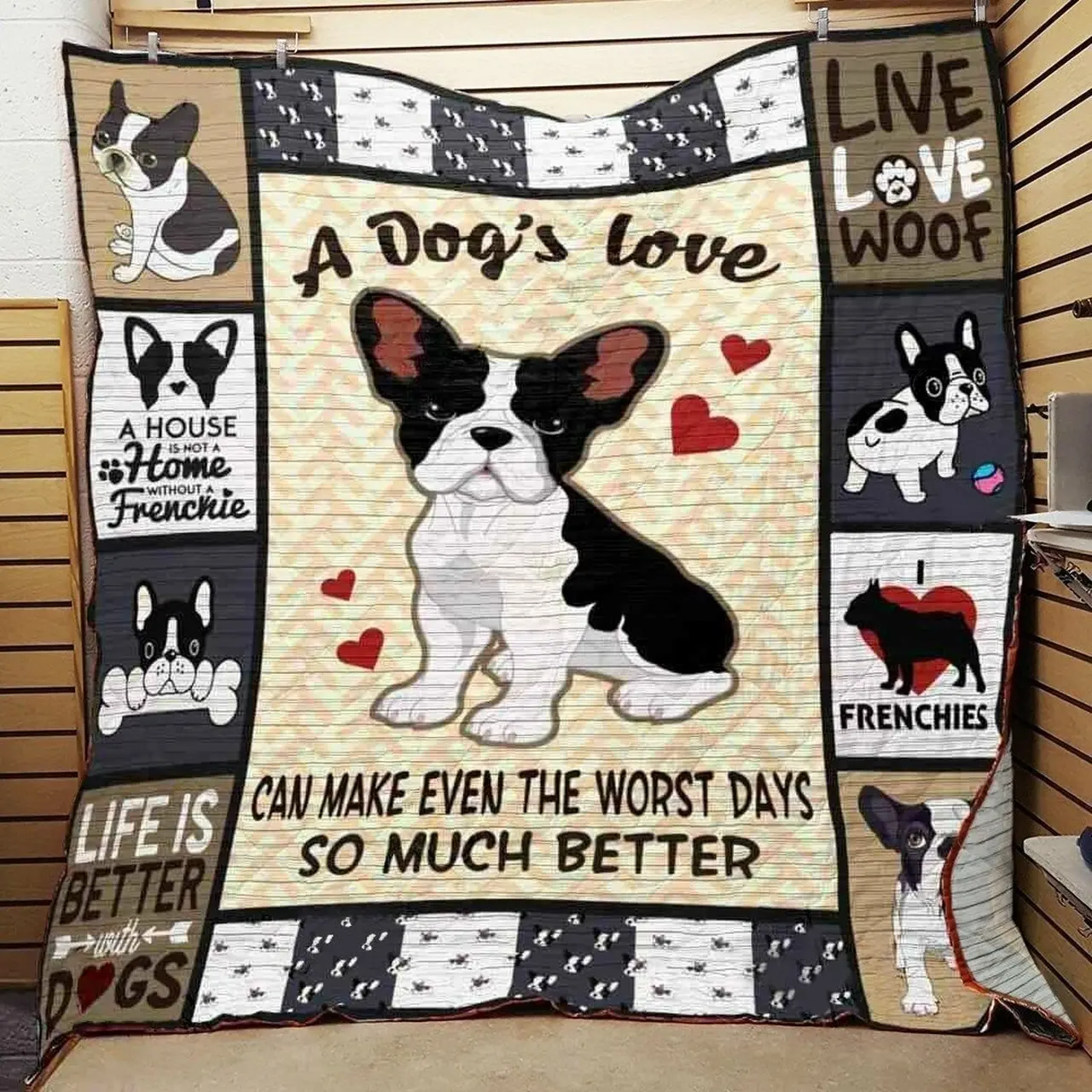 French Bulldog A DogS Love Can Make Even The Worst Days So Much Better Quilt Blanket Great Customized Blanket Gifts For Birthday Christmas Thanksgiving and Home Decor