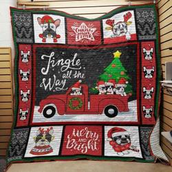French Bulldog Christmas Jingle All The Way Quilt Blanket Great Customized Blanket Gifts For Birthday Christmas Thanksgiving and Home Decor