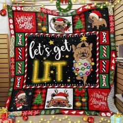 French Bulldog Christmas LetS Get Lit Quilt Blanket Great Customized Blanket Gifts For Birthday Christmas Thanksgiving and Home Decor