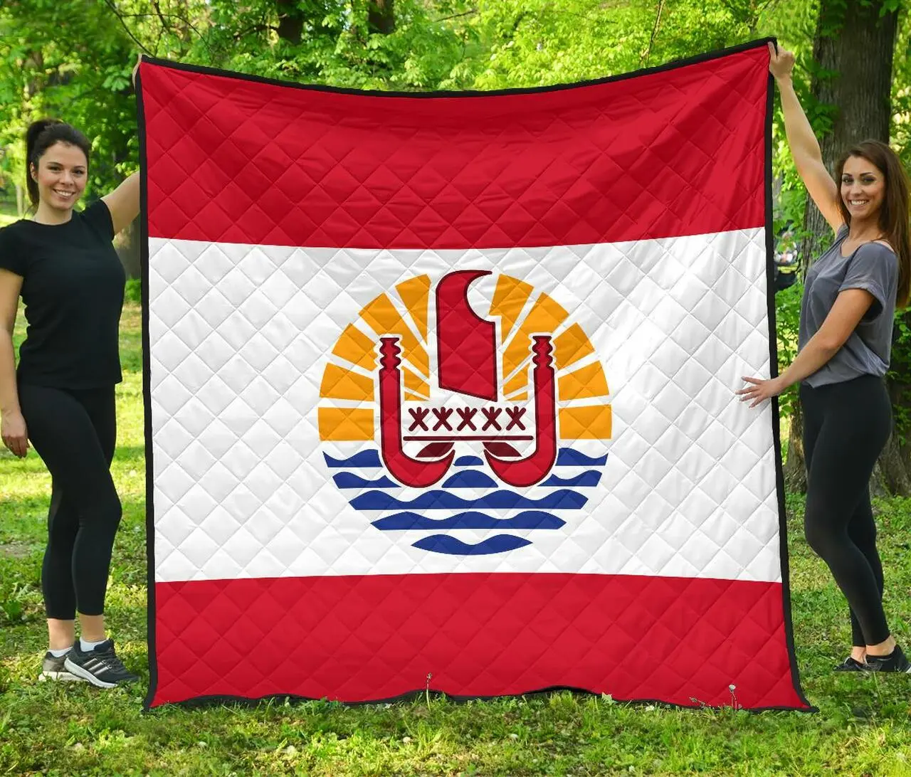 French Polynesia Flag Premium Quilt A6 Quilt and Home Decor