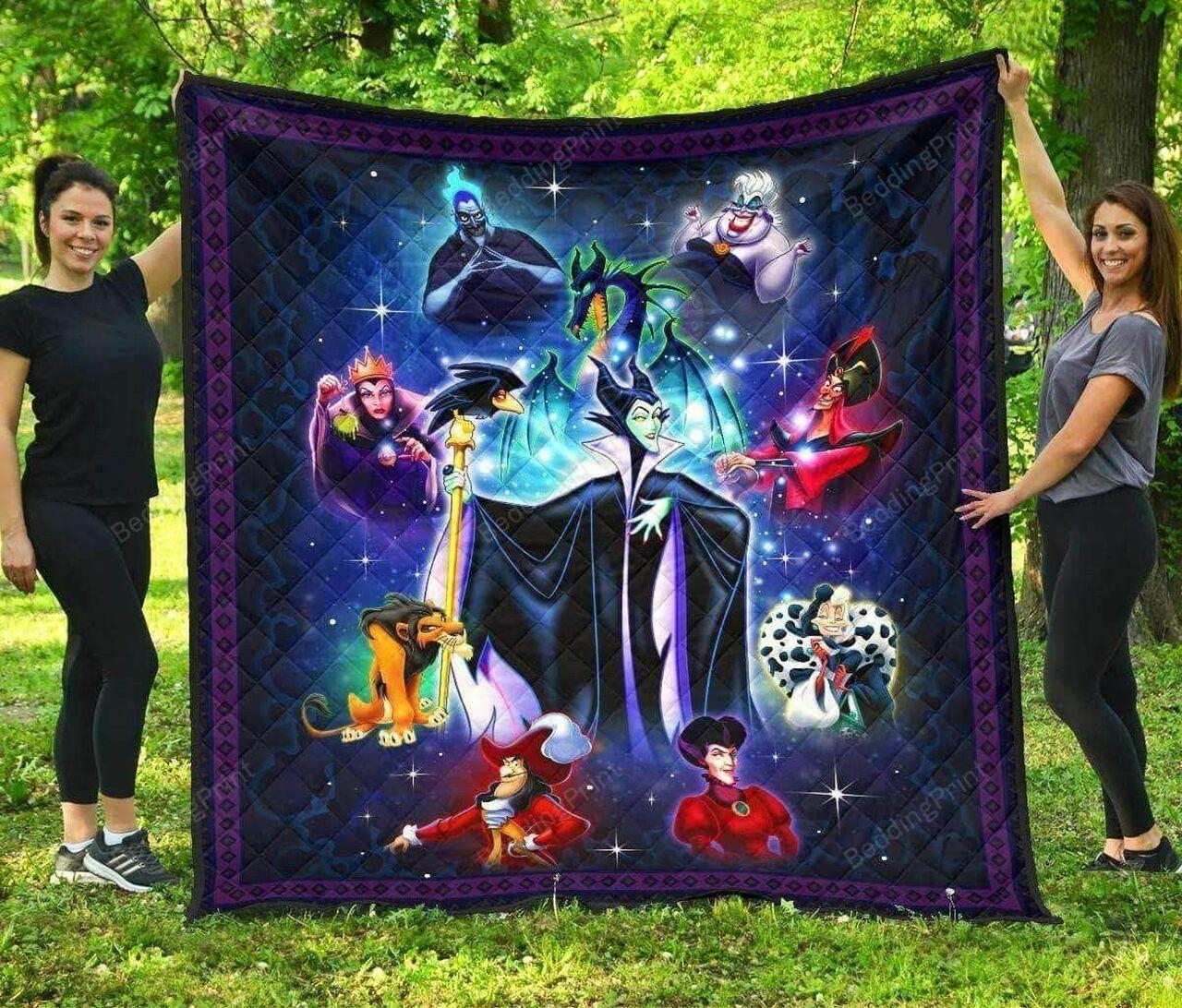 Friends Maleficent Evil Queen Ursula Cruella De Vil Disney Villains Bad Girls Have More Fun Walt Disney Family Vacation Quilt Blanket and Home Decor