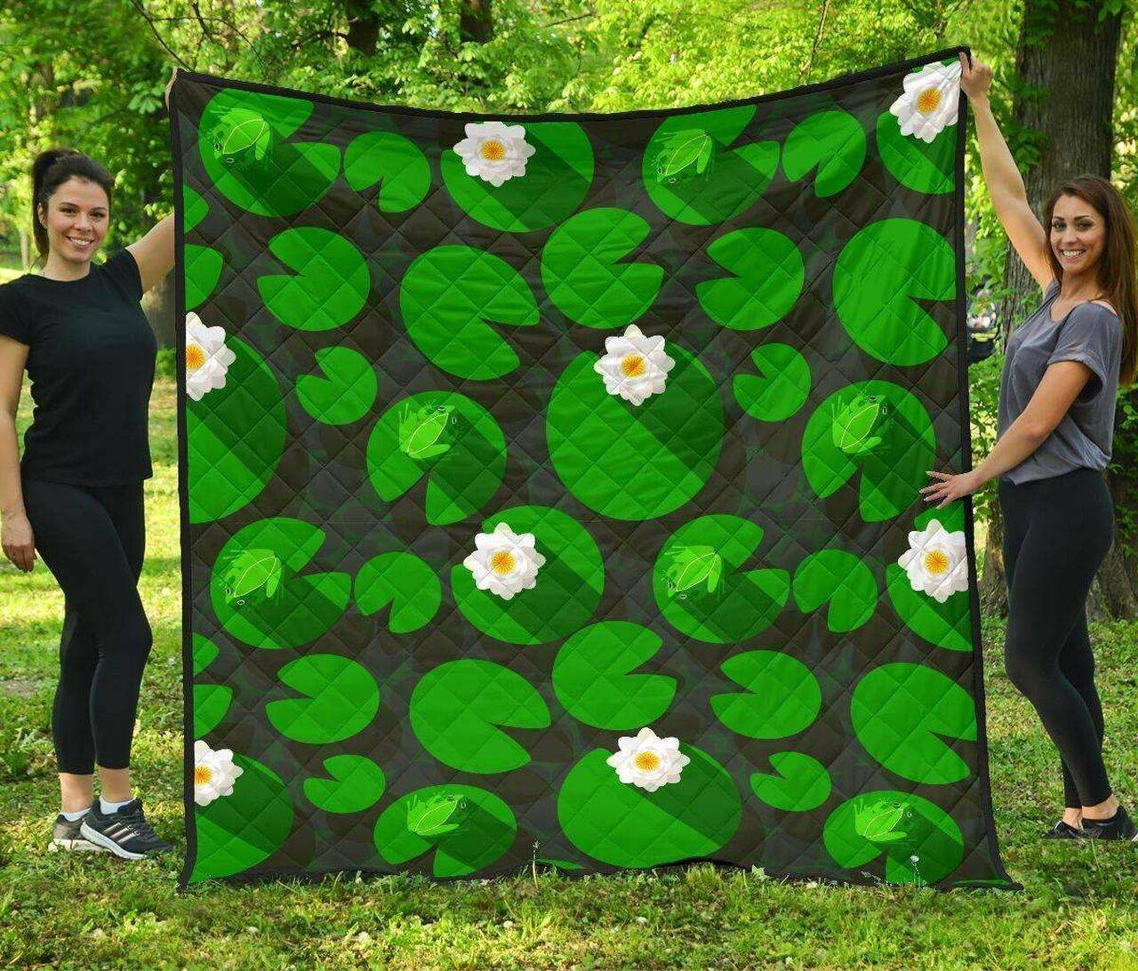 Frog Waterlily Pattern DHCDHC DT1910 Quilt Blanket and Home Decor