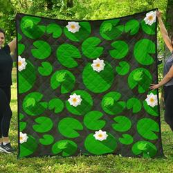 Frog Waterlily Pattern DHCDHC DT1910 Quilt Blanket and Home Decor