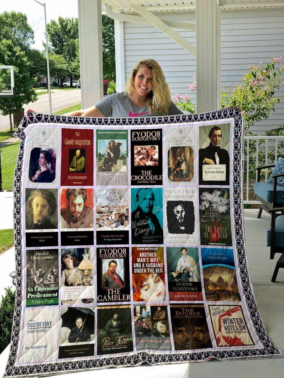 Fyodor Dostoevsky Books Quilt Blanket and Home Decor