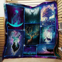 Galaxy Silhouette Deer Quilt P148 Design By Exrain and Home Decor