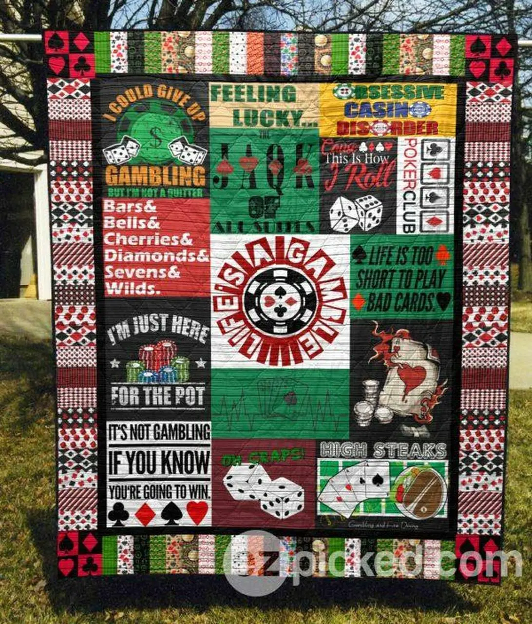 Gambling Quilt Blanket Aa22 Quilt and Home Decor