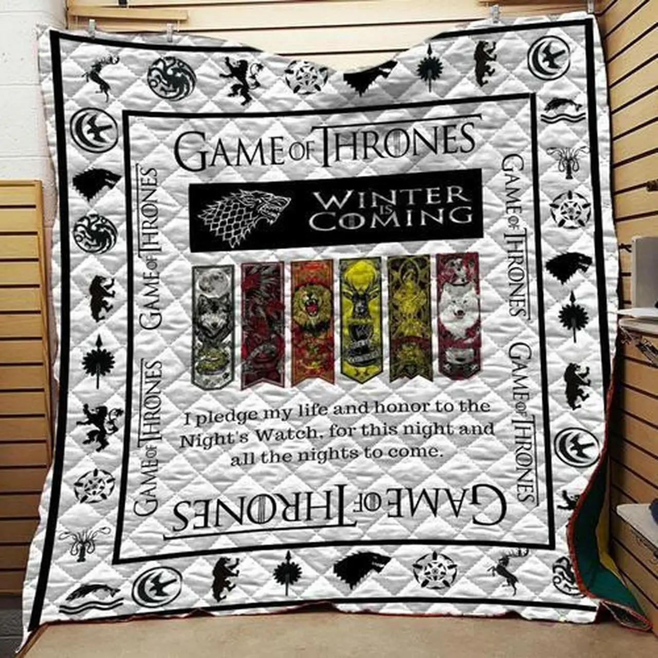 Game Of Thrones Quilt Style While and Home Decor
