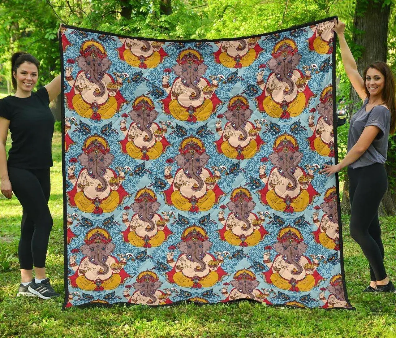 Ganesha Blue Cl12100303Mdq Quilt Blanket and Home Decor