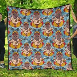 Ganesha Blue Cl12100303Mdq Quilt Blanket and Home Decor