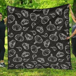 Garlic Pattern Black Background DHCDHC DT1910 Quilt Blanket and Home Decor