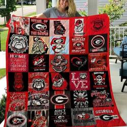 Georgia Bulldogs Football Quilt Blanket Fan Made and Home Decor
