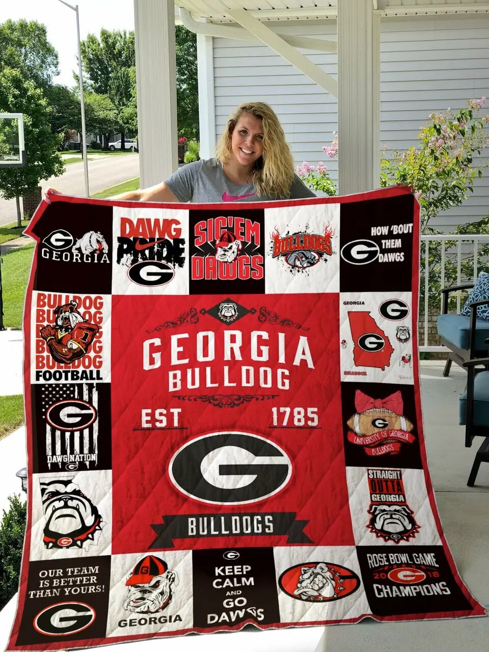 Georgia Bulldogs Quilt Blanket 01 and Home Decor