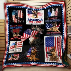 German Shepherd American Flag Cl2100200Mdq Quilt Blanket and Home Decor