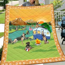 German Shepherd Go Camping Quilt  Quilt and Home Decor