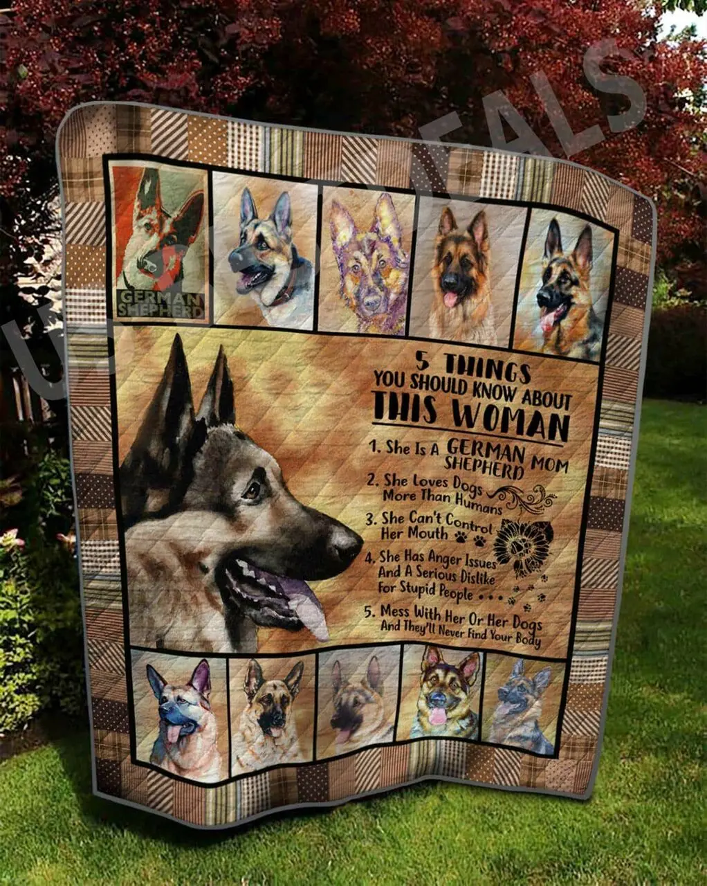 German Shepherd Heart Beat Bl Quilt Blanket Dhc03011397Dd and Home Decor