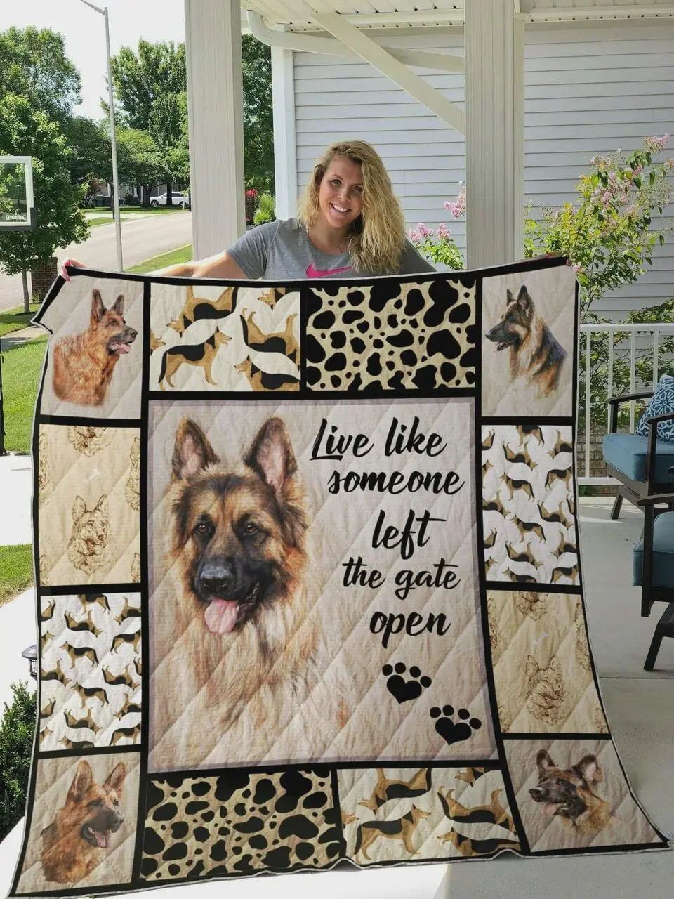 German Shepherd Live Like Someone Left The Gate Open Quilt Blanket Great Customized Blanket Gifts For Birthday Christmas Thanksgiving and Home Decor