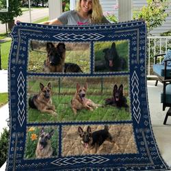 German Shepherd On The Grass Quilt Blanket Great Customized Blanket Gifts For Birthday Christmas Thanksgiving and Home Decor