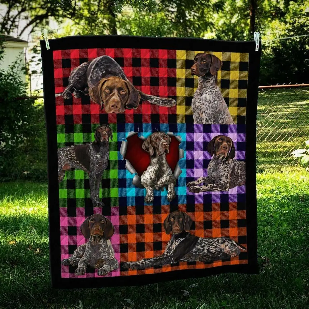 German Shorthaired Pointer Plaid Cl10100128Mdq Quilt Blanket and Home Decor