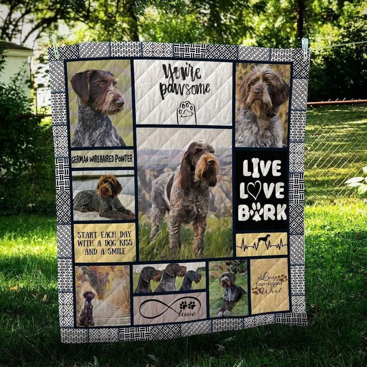 German Wirehaired Pointer Pawsome Hur Quilt Bevrcr and Home Decor