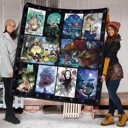 Ghibi Characters Anime Fan Gift Idea Quilt and Home Decor
