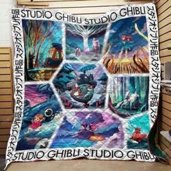 Ghibli Night Manga Frame Blanket Th0907 Quilt and Home Decor