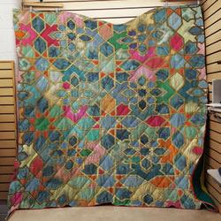 Gilt & Glory  Colorful Moroccan Mosaic Throw Quilt Blanket and Home Decor