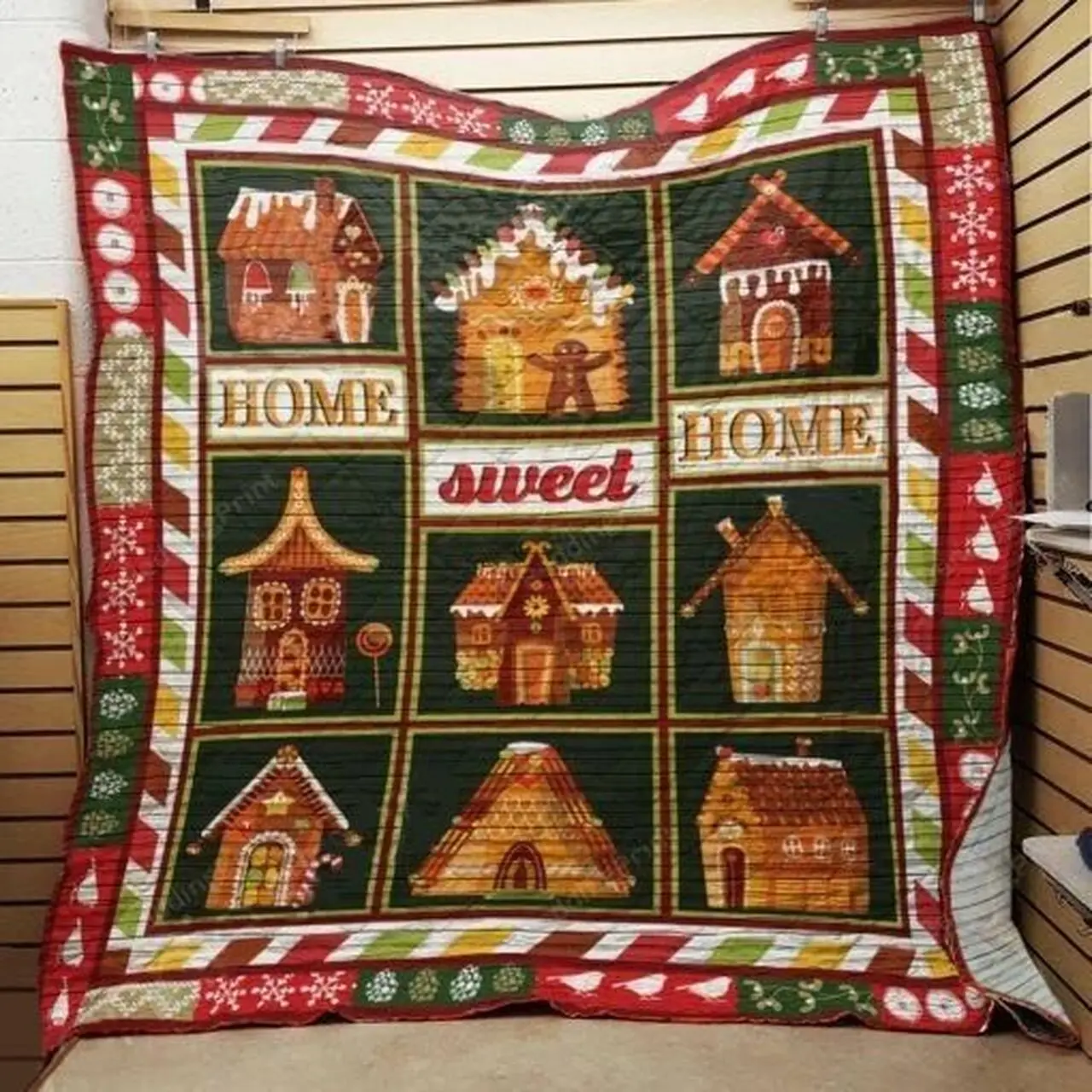 Gingerbread House Christmas Home Sweet Home Quilt Blanket Great Customized Gifts For Birthday Christmas Thanksgiving Perfect Gifts For Gingerbread Lover and Home Decor