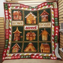 Gingerbread House Christmas Home Sweet Home Quilt Blanket Great Customized Gifts For Birthday Christmas Thanksgiving Perfect Gifts For Gingerbread Lover and Home Decor