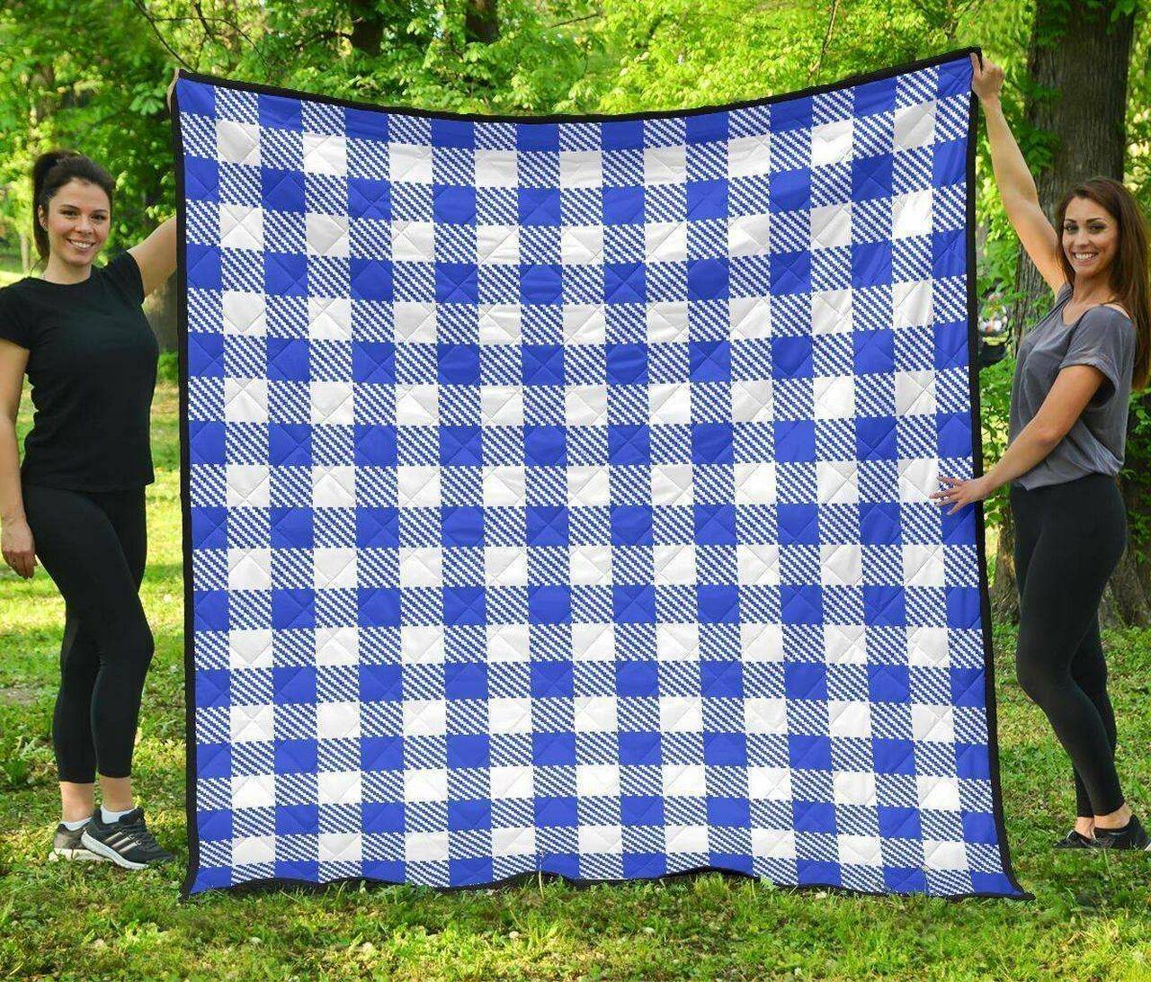 Gingham Blue Cl12100309Mdq Quilt Blanket and Home Decor