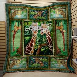 Giraffe Friends Quilt Blanket Great Customized Blanket Gifts For Birthday Christmas Thanksgiving and Home Decor