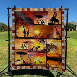 Giraffe In Sunset DHCKL0909 Quilt Blanket and Home Decor