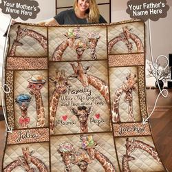 Giraffe Personalized Quilt Blanket C9B050603TA and Home Decor