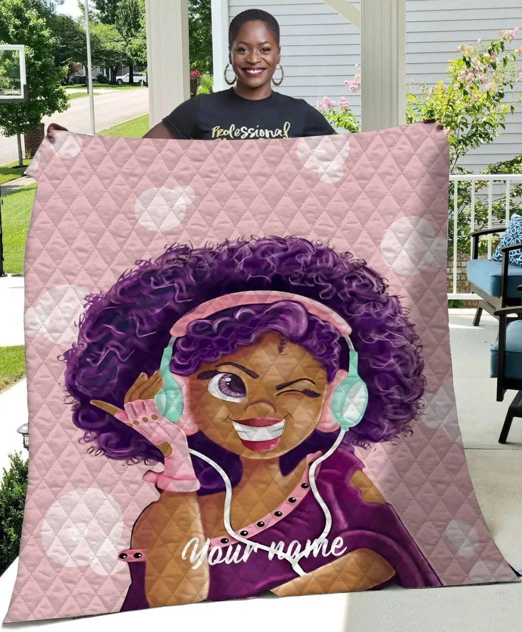 Girl Cute Pink Music Custom Name Duvet Quilt and Home Decor