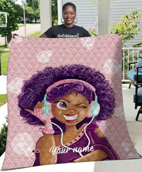 Girl Cute Pink Music Custom Name Duvet Quilt and Home Decor