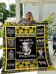 Girl Loves Cows Quilt Blanket Dhc1501479Vt and Home Decor