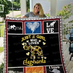 Girl Loves Elephant Cl14100226Mdq Quilt Blanket and Home Decor